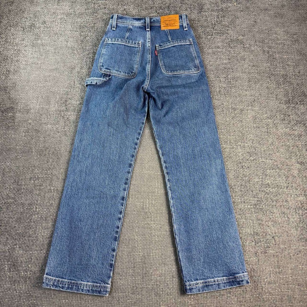 Levi's Premium Ribcage Straight Carpenter Jeans Womens 23 Blue Utility High Rise